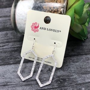 🍀 Rhinestone Open Hexagon Dangle Earrings